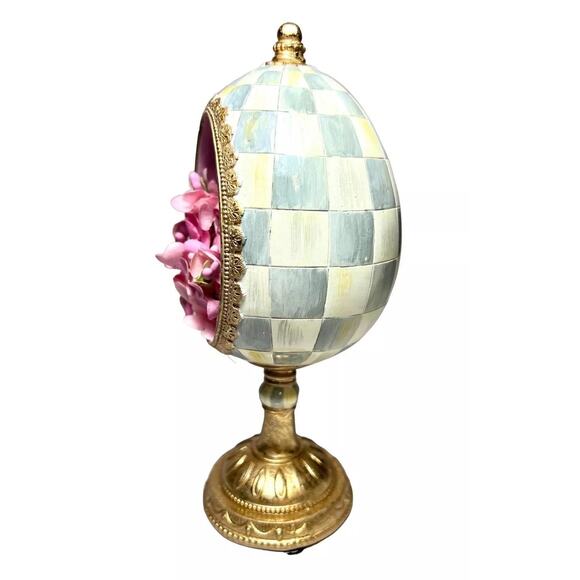 MACKENZIE-CHILDS Touch Of Pink Chick Treasure Egg Courtly Check Home Decor NEW - Picture 6 of 9